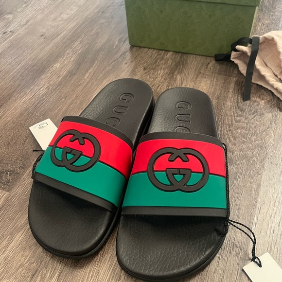 Gucci slides “GG Interlock Black-Red-Green” Women’s 38 - Picture 2 of 8